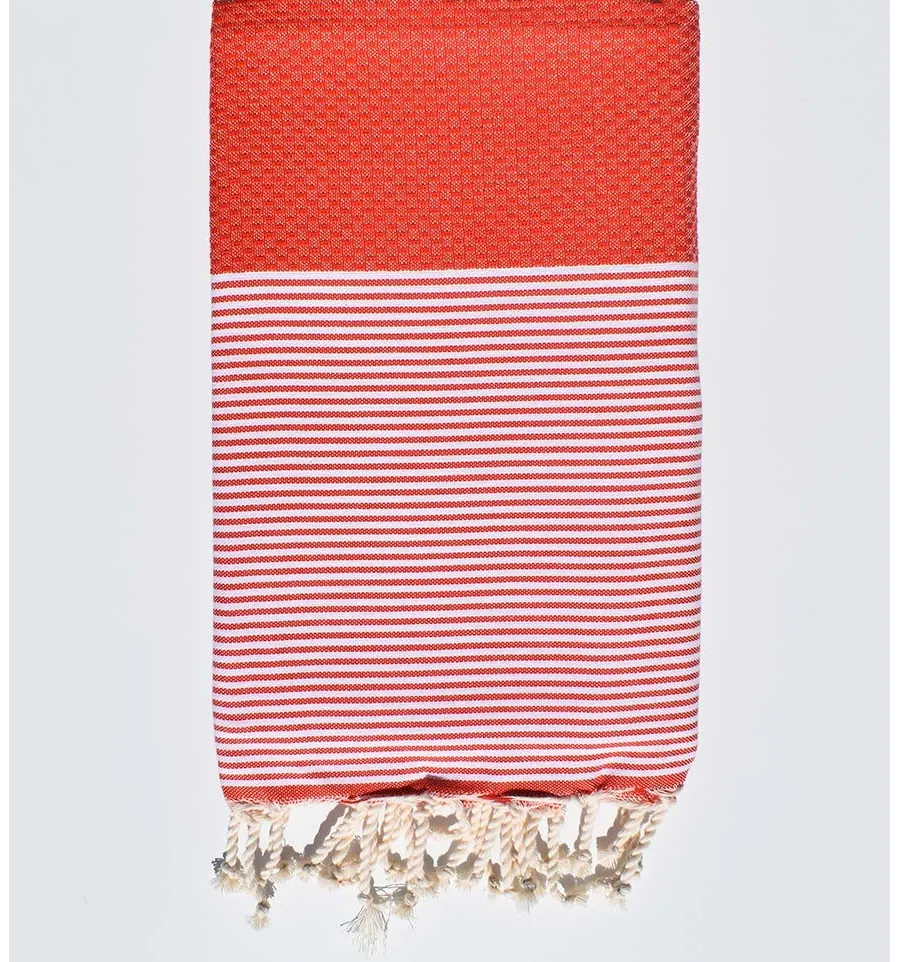 FOUTA waben roter Ocker mit Streifen Fouta Tunisia - 1