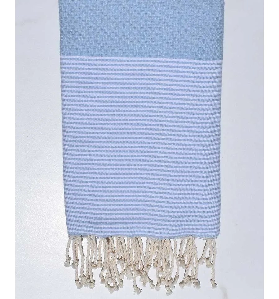 Dragee blaues Waben-Strandtuch Fouta Tunisia - 1