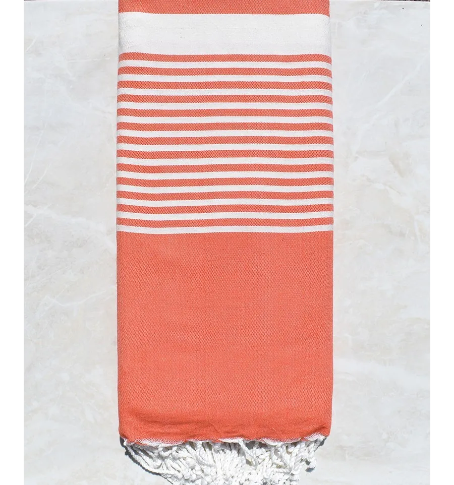 Bettüberwürfe Platte Korallenorange Fouta Tunisia - 1