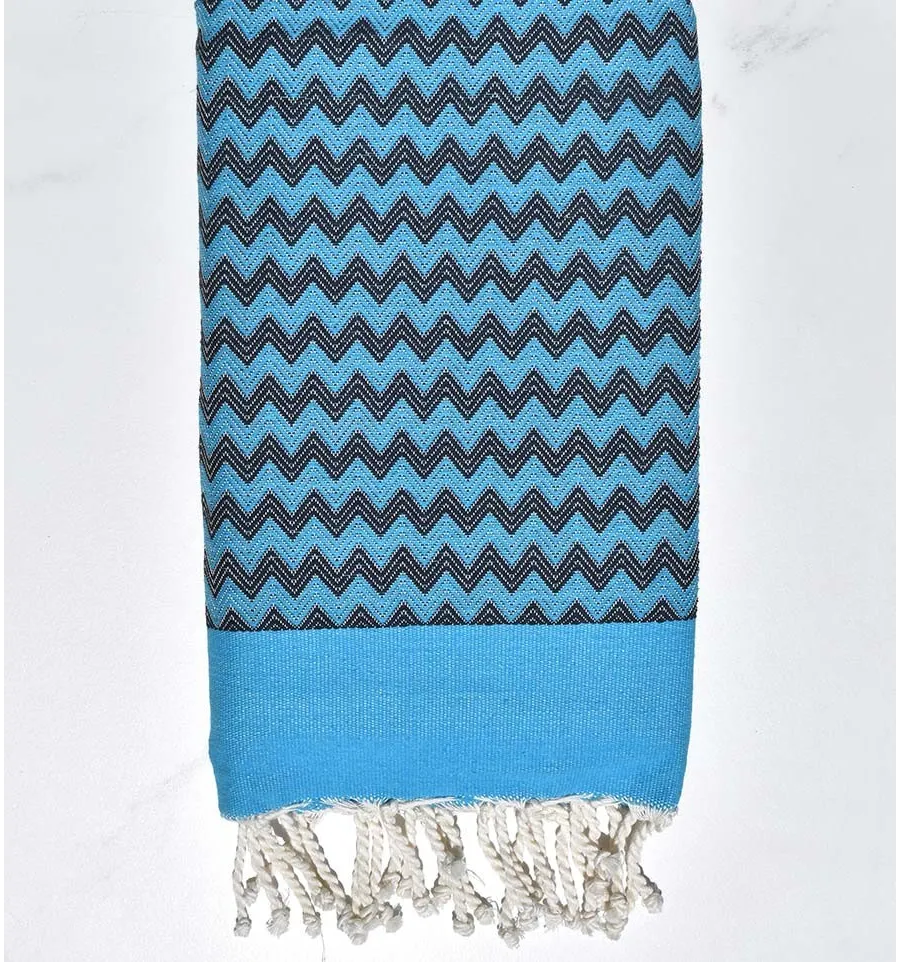 Fouta  Zick-Zack Pariserblau Und Preußischblau Fouta Tunisia - 1