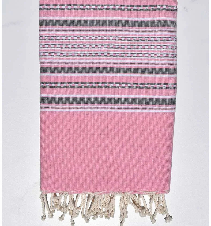 Strandtuch Arabeske hellrosa und graue Fouta Tunisia - 1