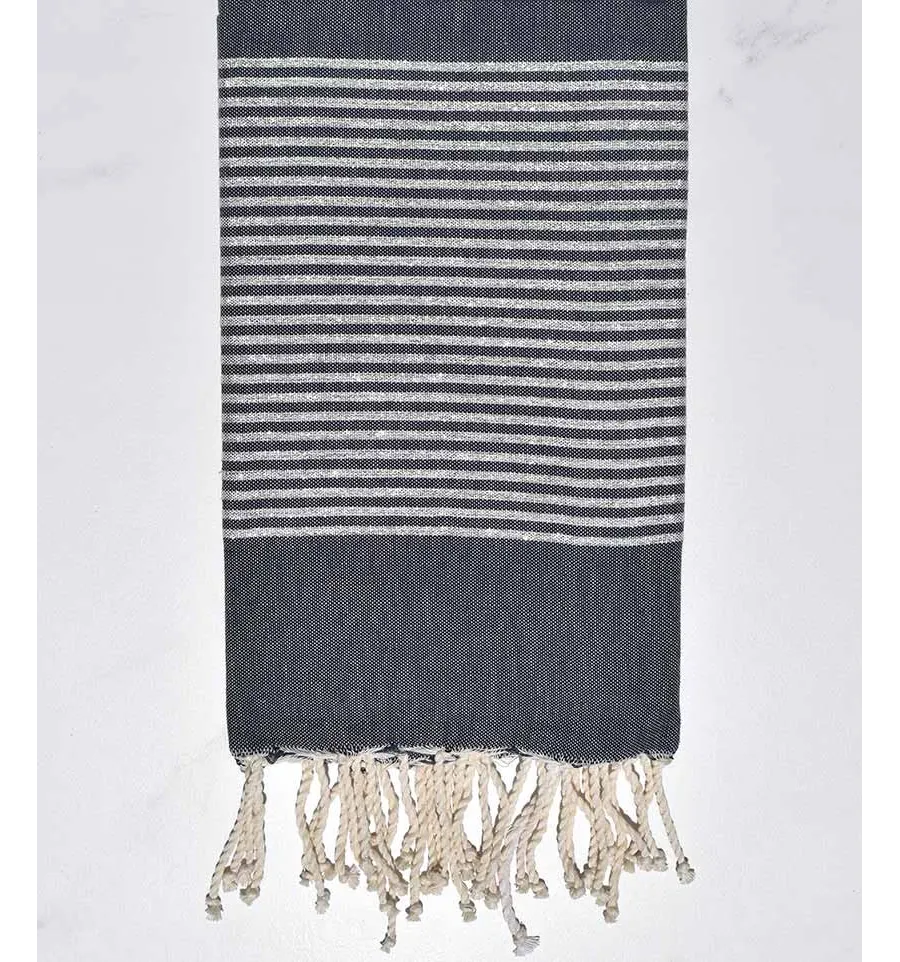 FOUTA Lurex platte blauer Denim Fouta Tunisia - 1