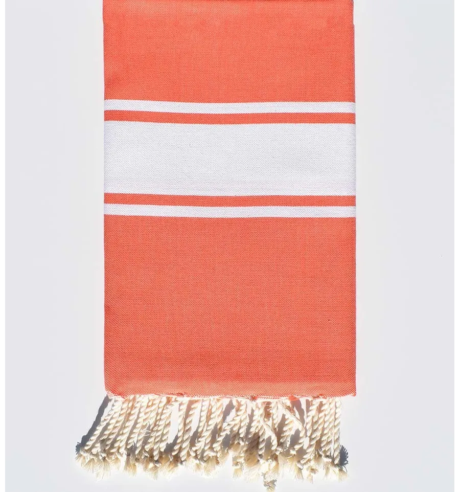 Strandtuch orange weißer Streifen Fouta Tunisia - 1