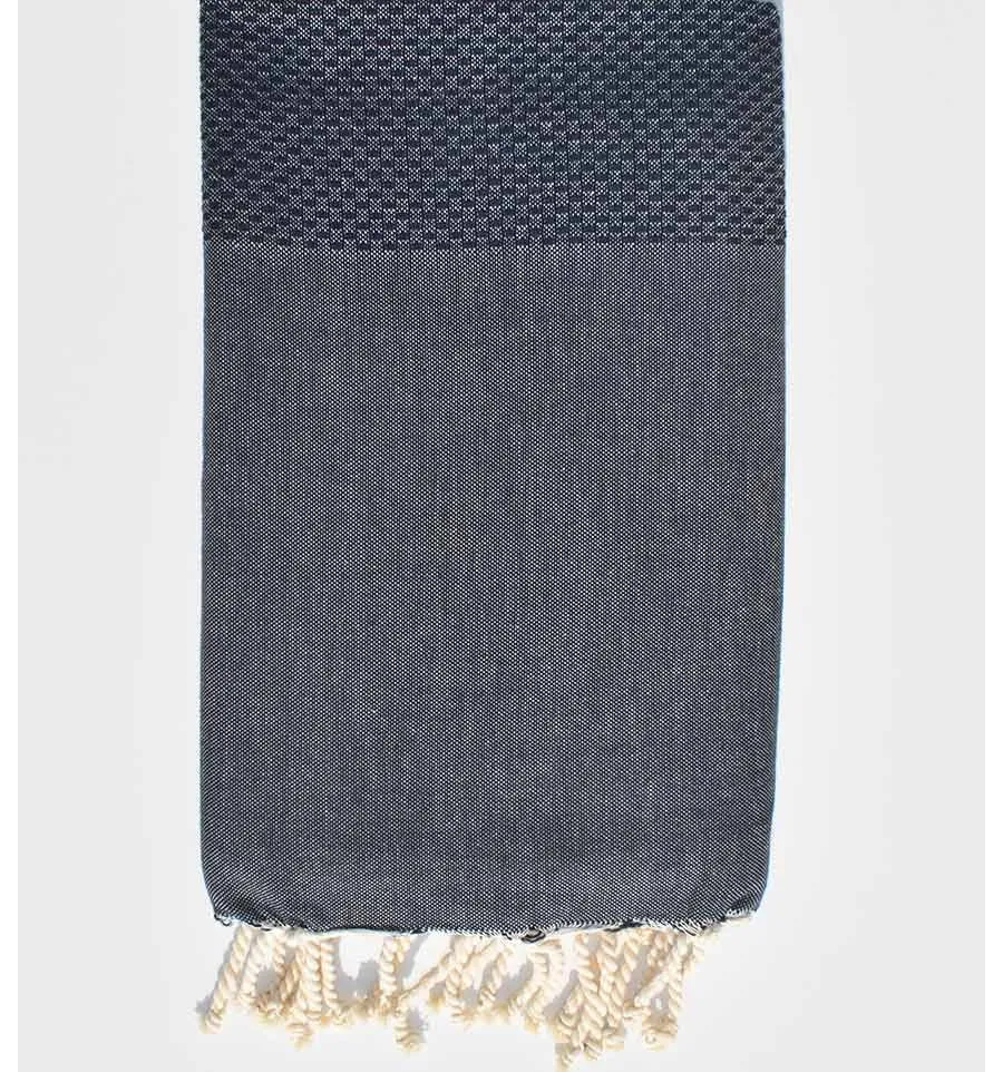 FOUTA einfarbig Denim blaue Wabe Fouta Tunisia - 1