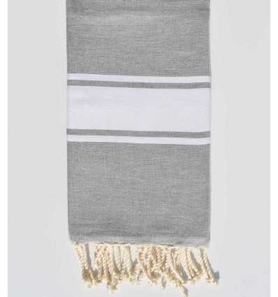 Strandtuch platte mittel hellgrau Fouta Tunisia - 1