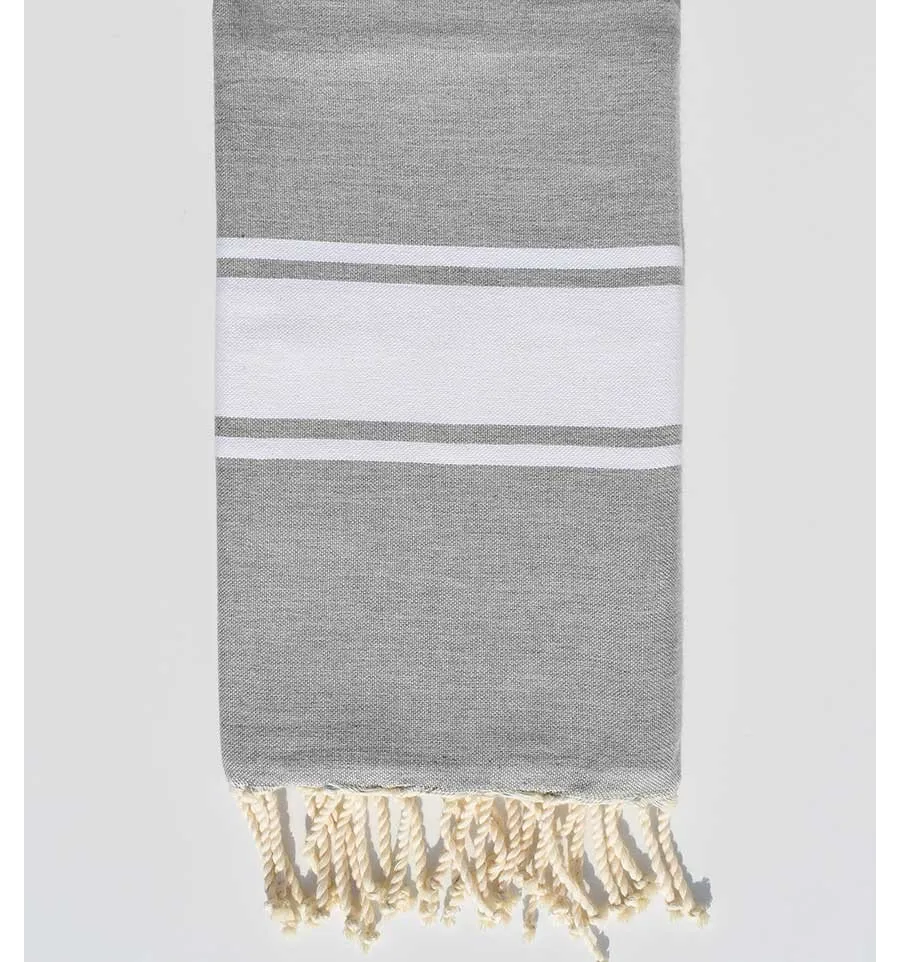 Strandtuch platte mittel hellgrau Fouta Tunisia - 1