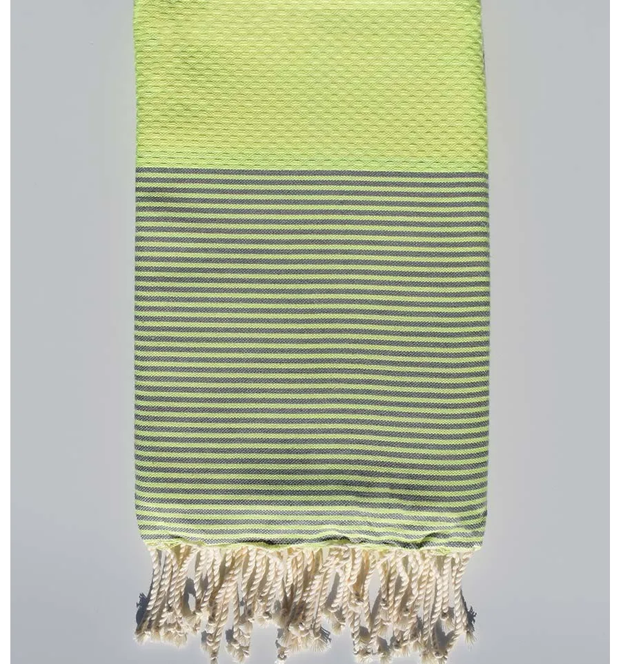 Fouta waben neon gelb gestreift lila Fouta Tunisia - 1