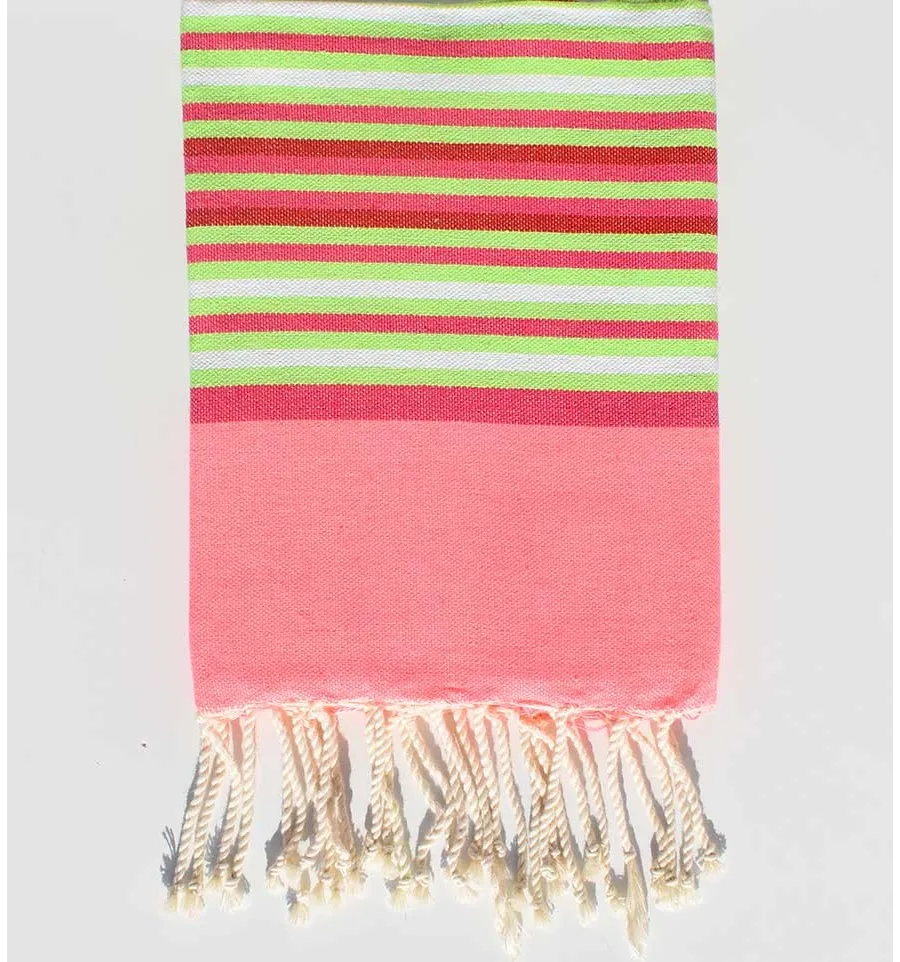 Neonrosa, rosa, neongrünes, rotes und weißes Kinder strandtuch Fouta Tunisia - 1