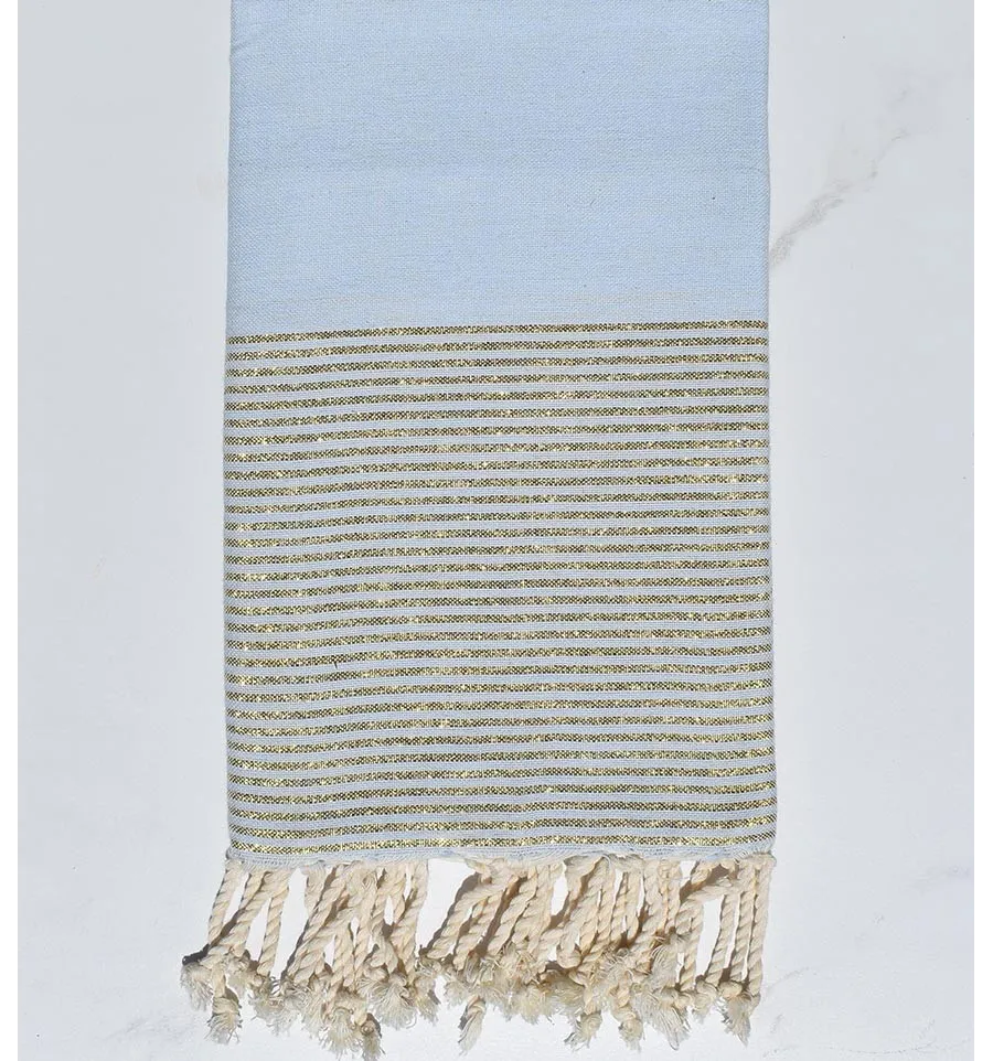 Strandtuch lurex kandiertes Blau Fouta Tunisia - 1