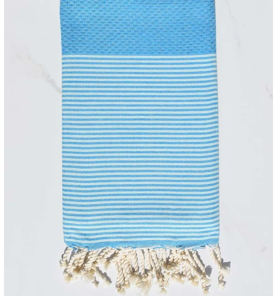 Fouta waben azurblau mit Streifen Fouta Tunisia - 1