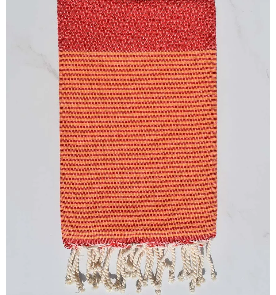 Fouta waben rotes Feuer mit Streifen Fouta Tunisia - 1