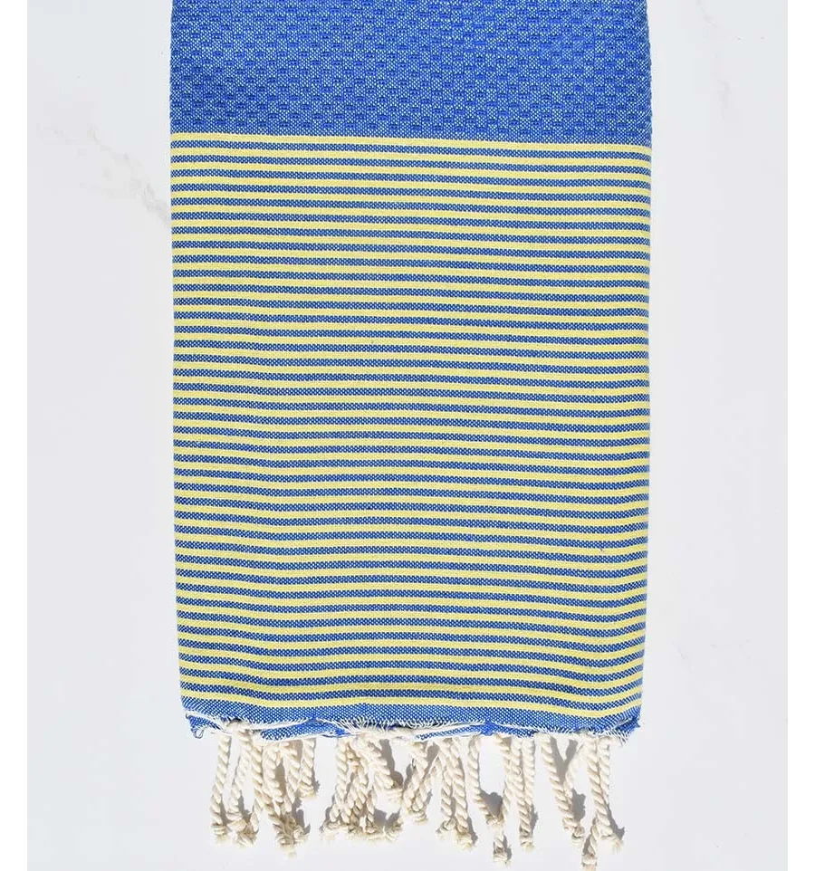 Fouta  waben mittelblau mit Streifen Fouta Tunisia - 1