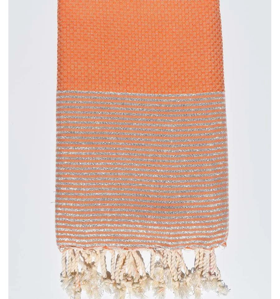 Dunkelorange Waben-Strandtuch mit Lurex Fouta Tunisia - 1