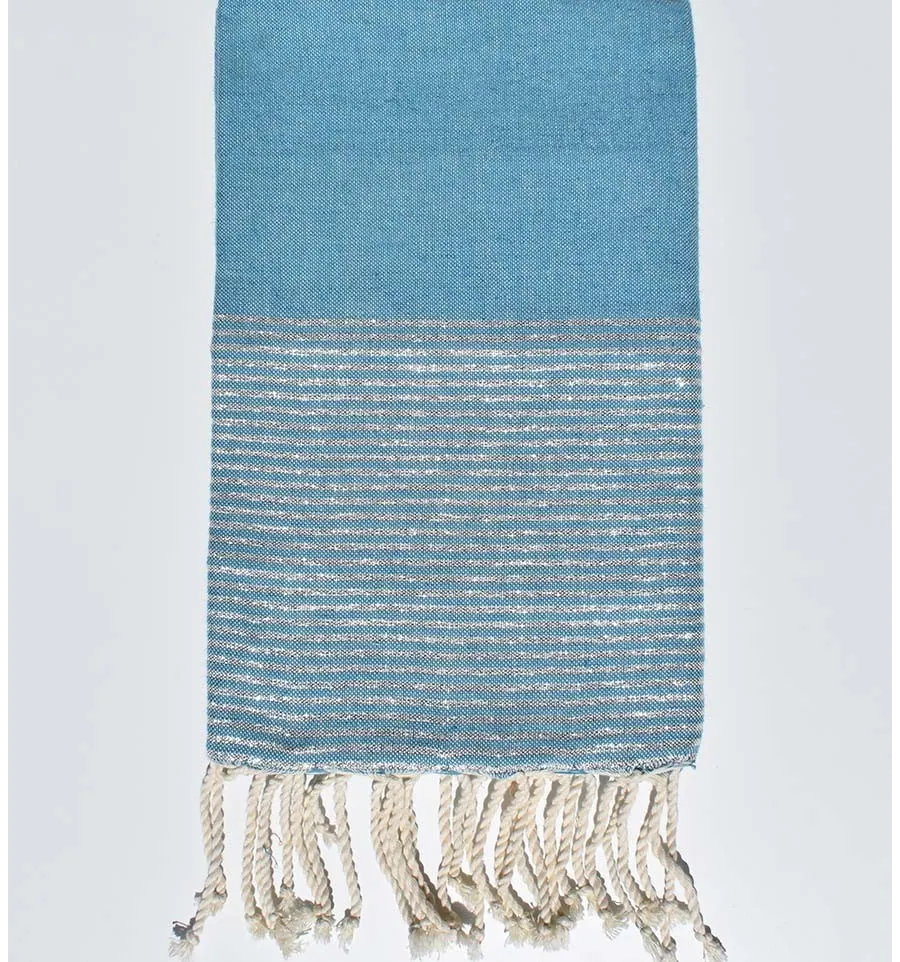 Bondi blaues flaches Strandtuch mit Lurex Fouta Tunisia - 1