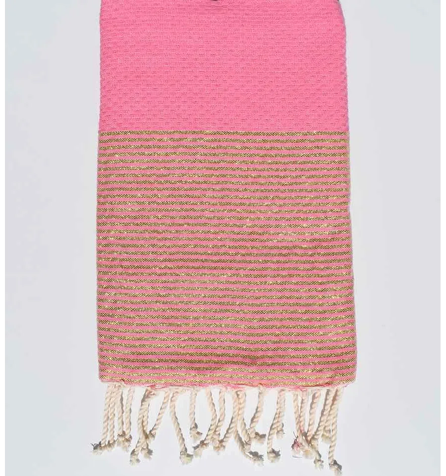 Candy Pink Honeycomb Strandtuch mit Lurex Fouta Tunisia - 1