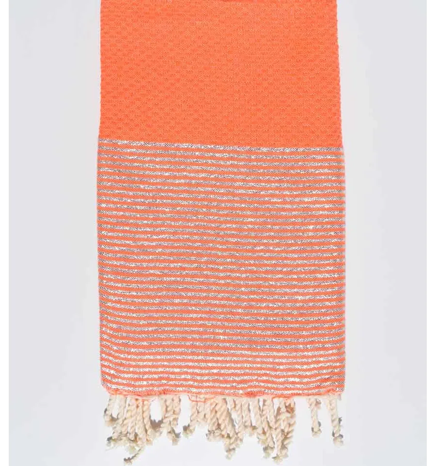 Fouta waben Korallenorange mit lurex Fouta Tunisia - 1