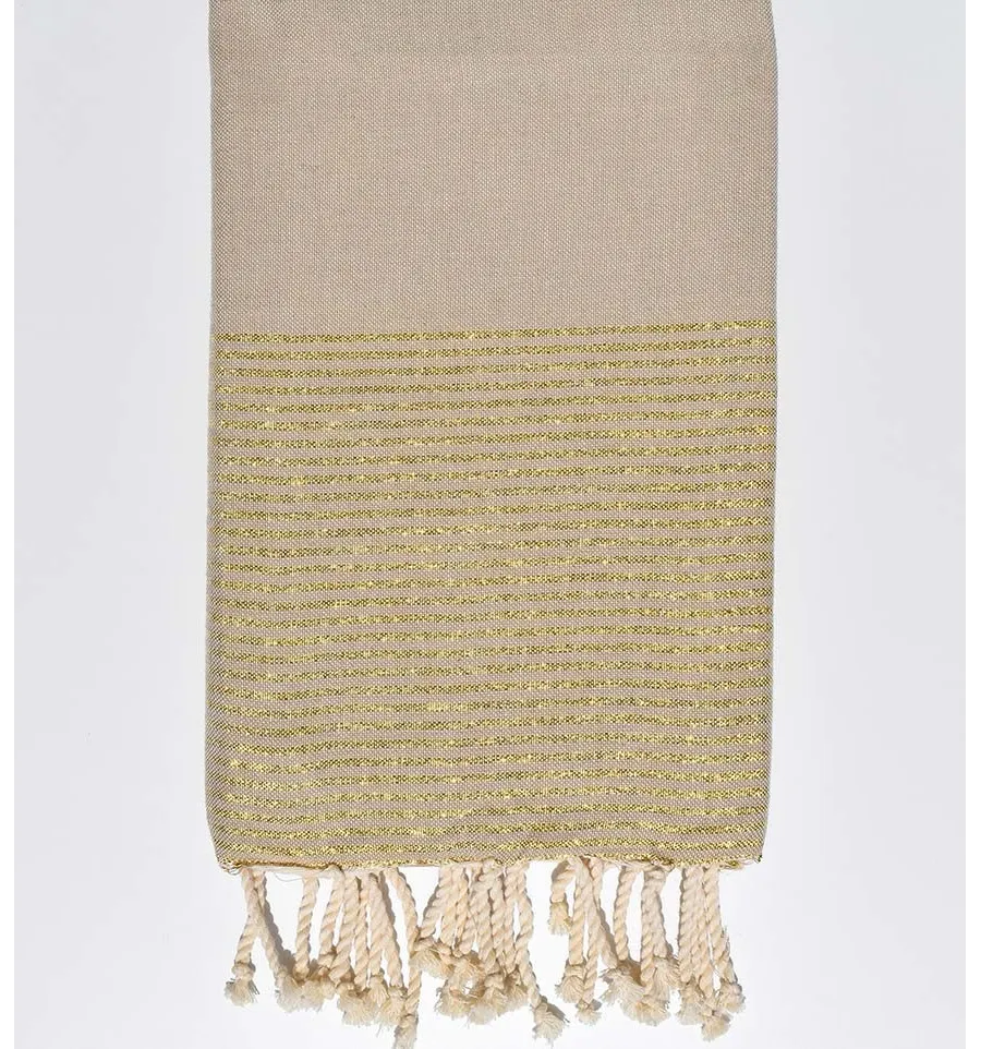 Flaches Strandtuch in hellem Khaki Fouta Tunisia - 1