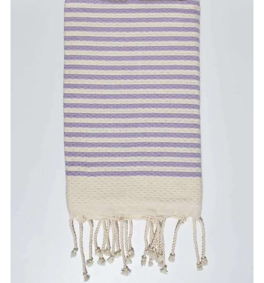 Strandtuch mit lila Streifen 1 cm Fouta Tunisia - 1