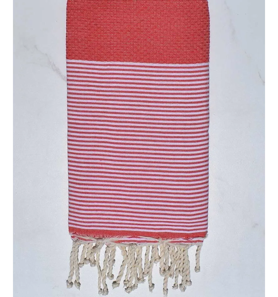 FOUTA honeycomb rosa karmesinrot gestreift weiß Fouta Tunisia - 1