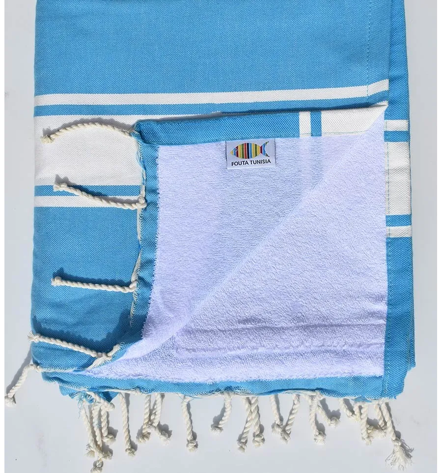 Strandtuch Doppelte Schwamm blau himmlisch Fouta Tunisia - 1