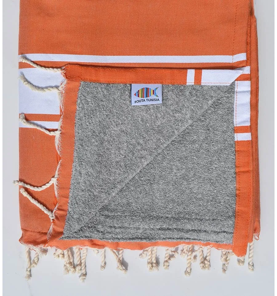 Strandtuch aus Frottee in Dunkelorange Fouta Tunisia - 1