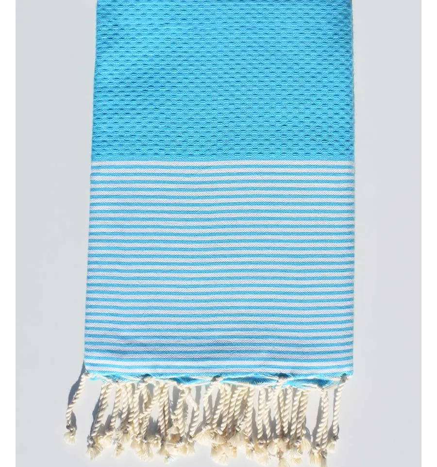 Waben cerulean blau gestreifte weiße Fouta Fouta Tunisia - 1