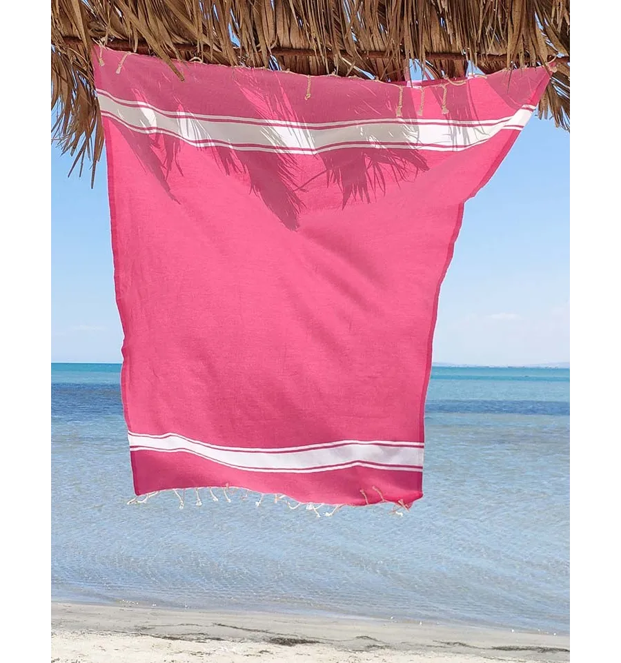 Strandtuch platte rosa Kaugummi Fouta Tunisia - 1