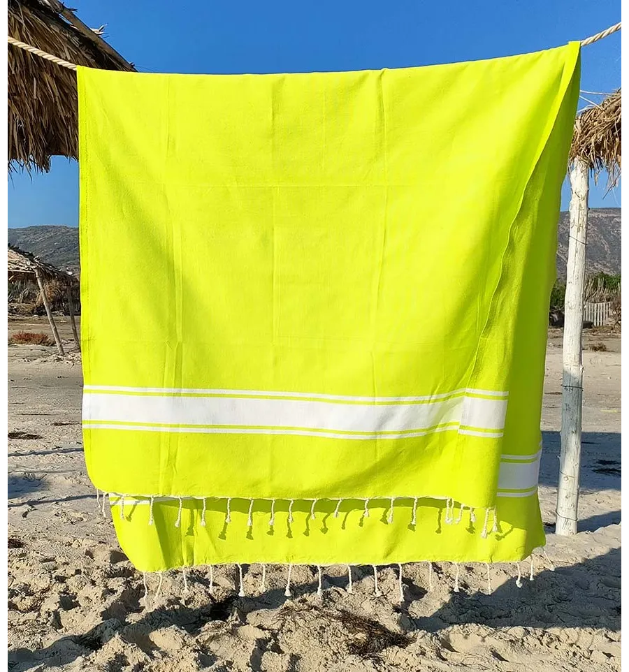 Strandtuch Platte Chartreuse grün Fouta Tunisia - 1