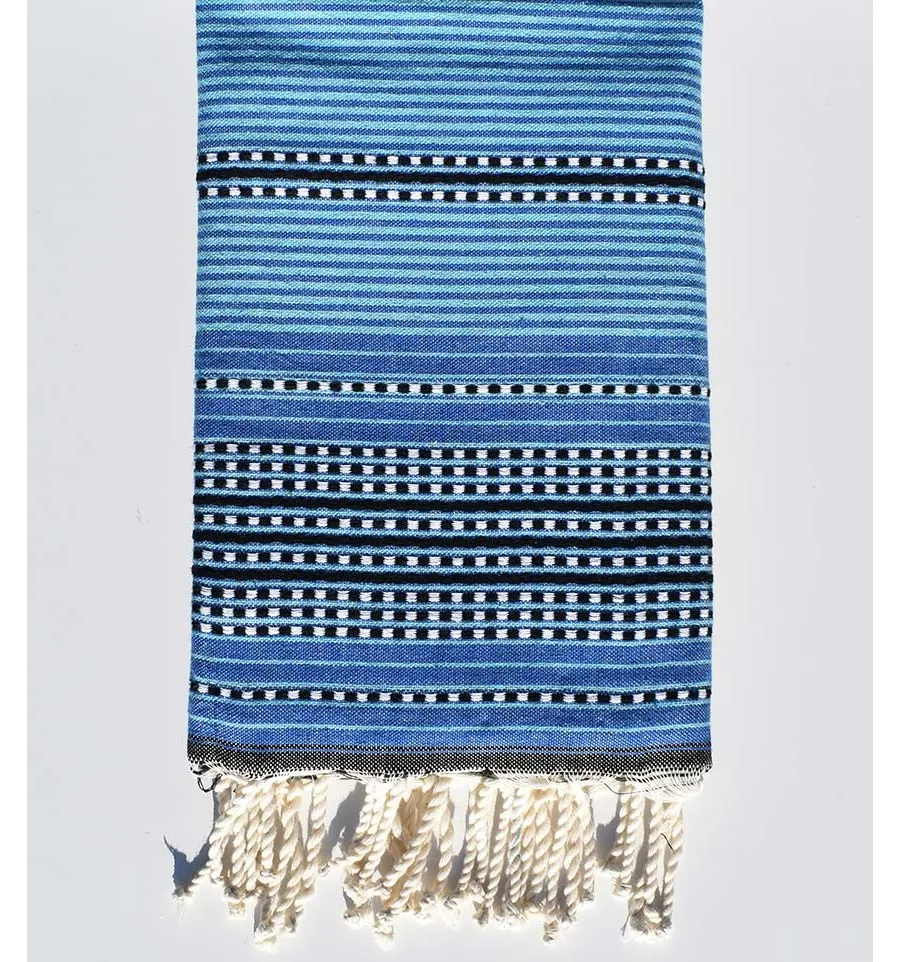 Strandtuch Arabeske blau gestreift schwarz Fouta Tunisia - 1