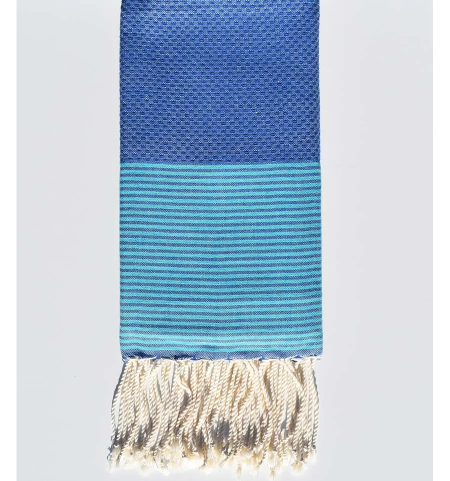 Blaues Waben-Strandtuch mit Pool-blauen Streifen Fouta Tunisia - 1