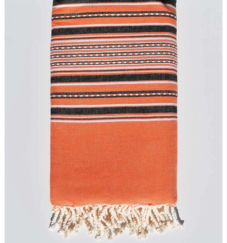 Große Strandtuch arabeske korallenorange Fouta Tunisia - 1