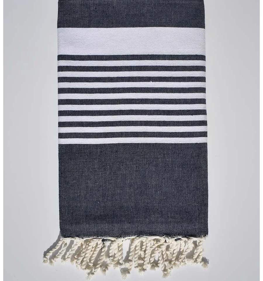 Fouta Arthur dunkel gestreifter Ecru Fouta Tunisia - 1