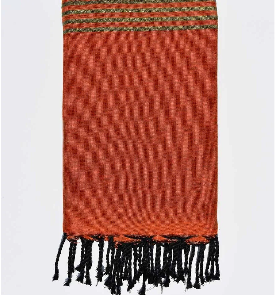 Bettüberwürfe orange mit goldenem lurex Fouta Tunisia - 1