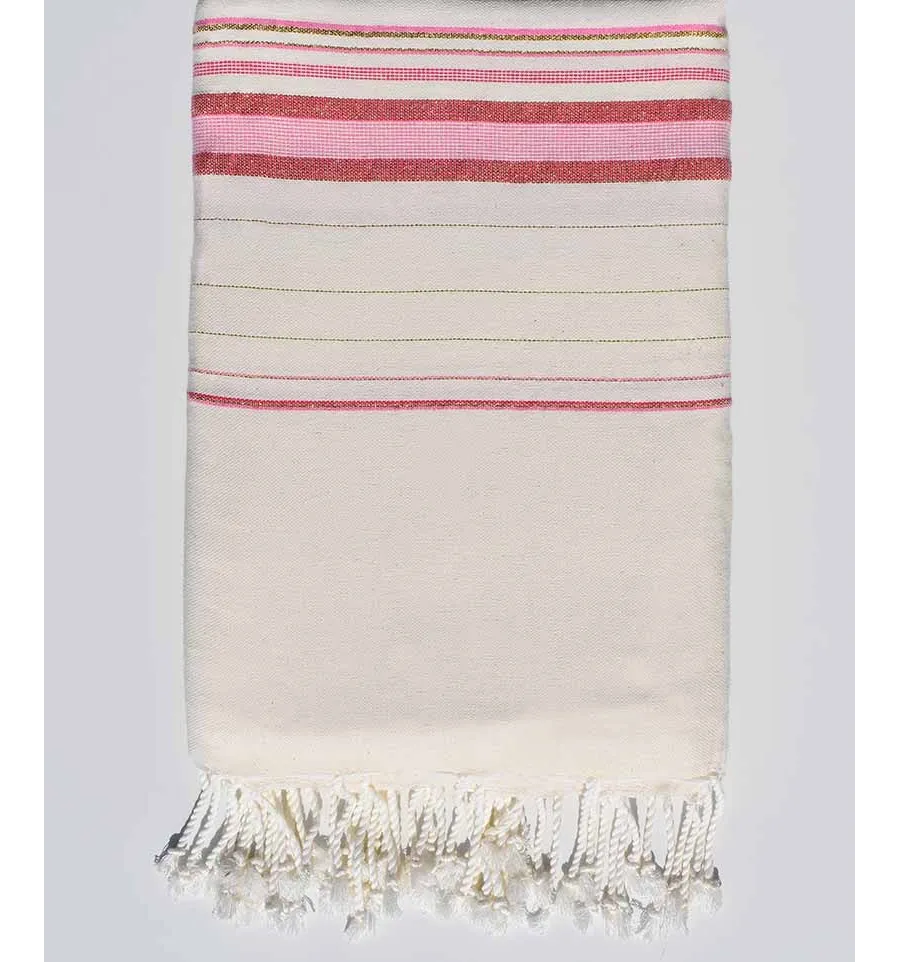 BETTÜBERWÜRFE fadhila weiß und pink mit Lurex Fouta Tunisia - 1