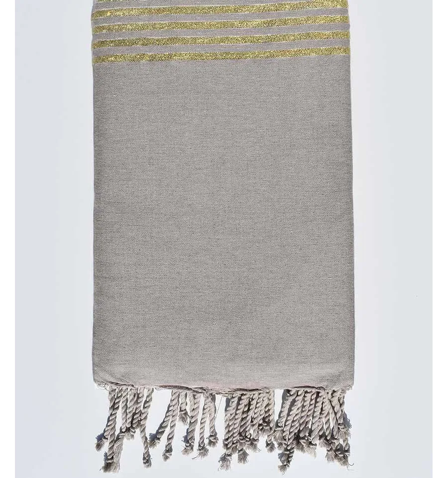 Bettüberwürfe greige mit goldenem lurex Fouta Tunisia - 1