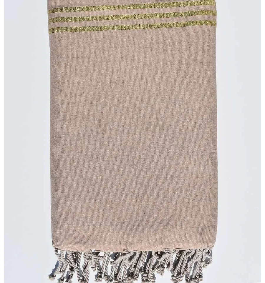 Bettüberwürfe beige mit goldenem lurex Fouta Tunisia - 1