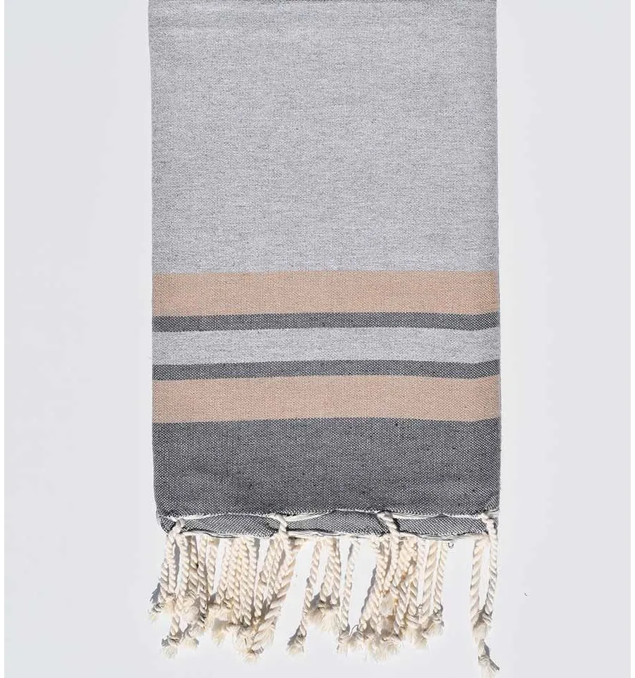 Strandtuch in Hellgrau, Beige und Grau Fouta Tunisia - 1