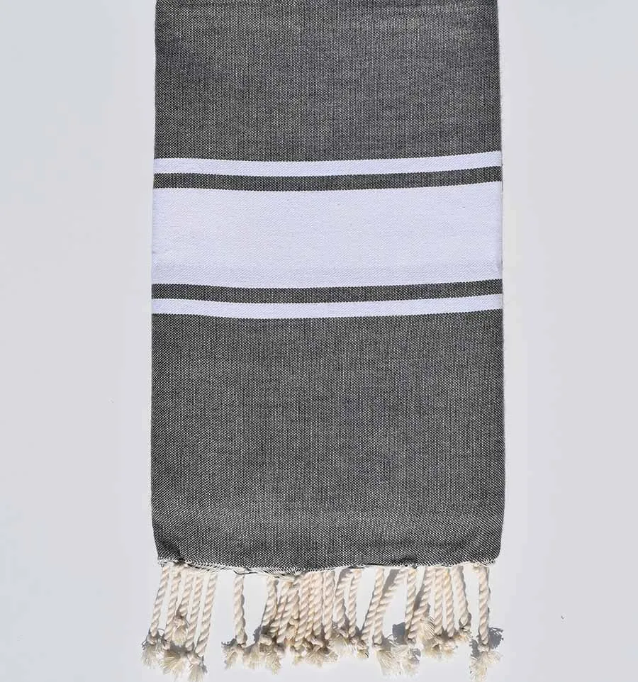 Strandtuch platte kieselgrau Fouta Tunisia - 1