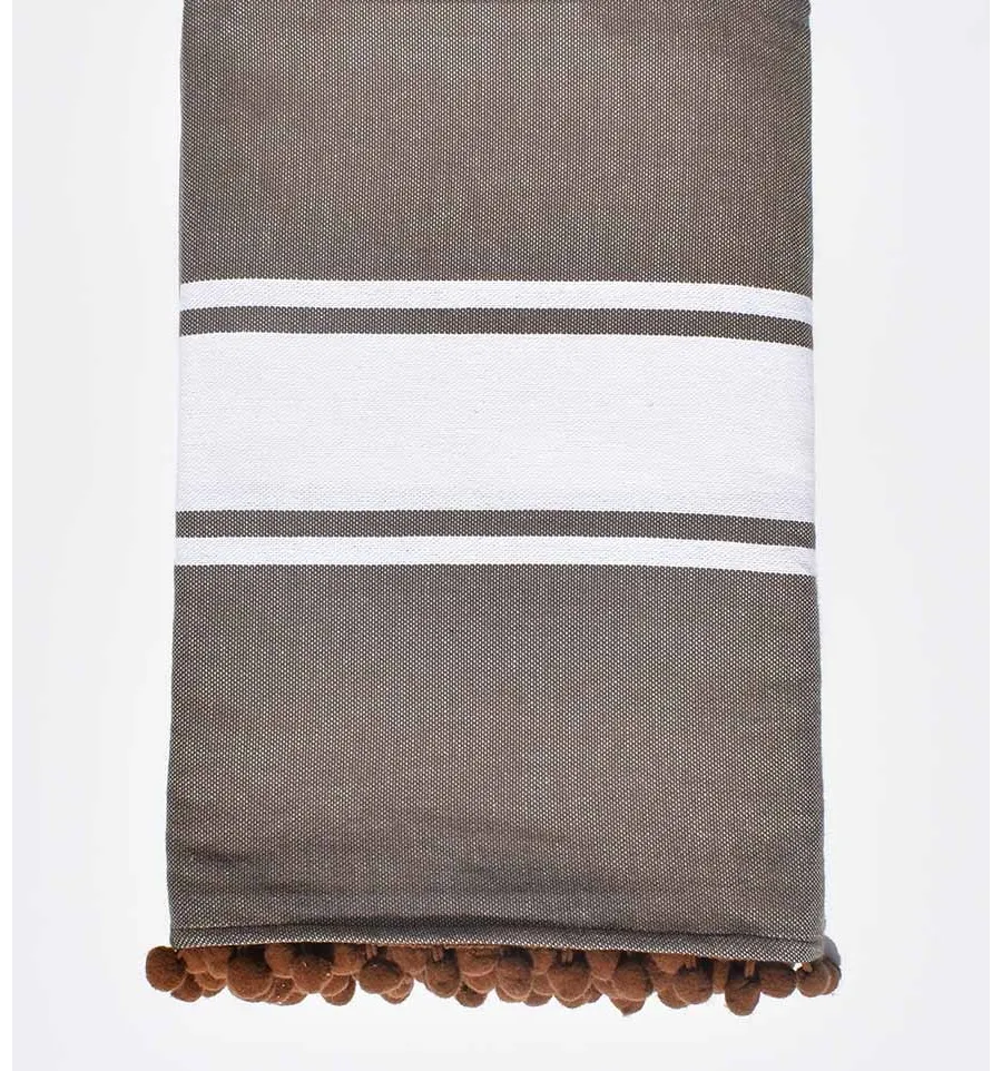 Braune Fouta mit Pompons Fouta Tunisia - 1