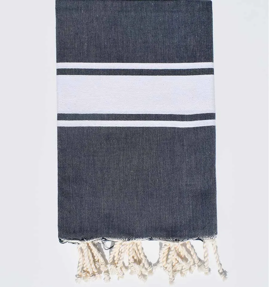 Strandtuch Platte dunkel Denim blau Fouta Tunisia - 1