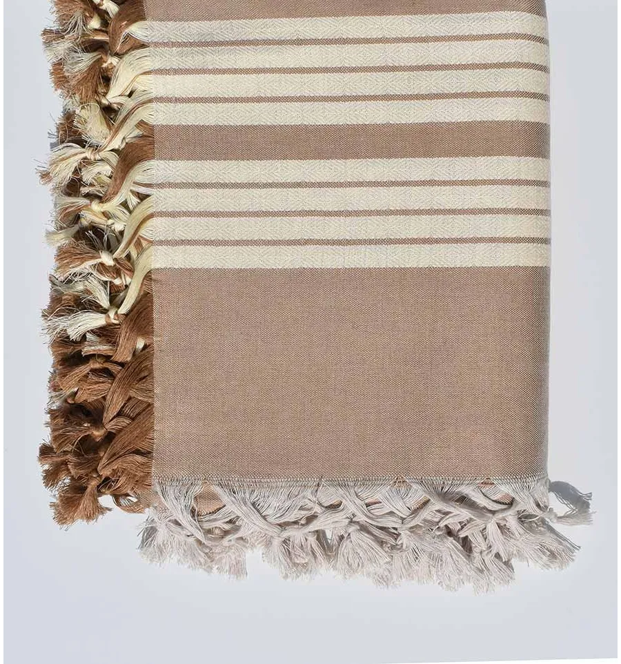 Bettüberwürfe 4 Fransen beige epia und Cremeweiß Fouta Tunisia - 2