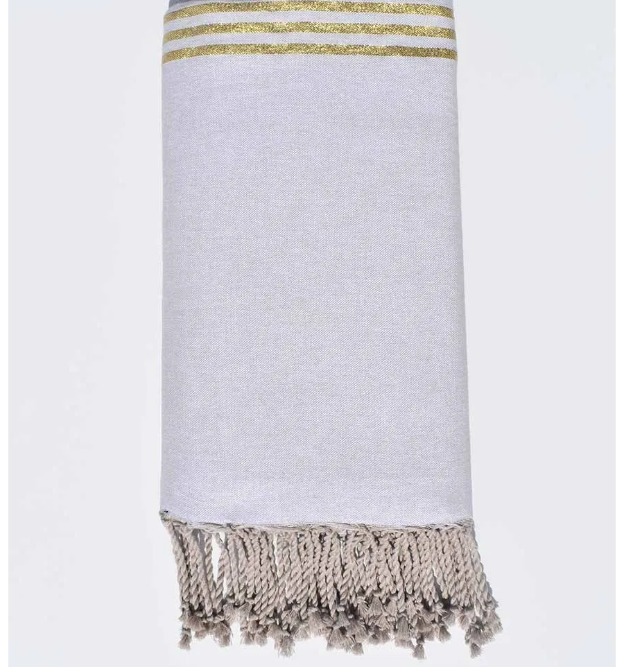 Bettüberwürfe perlgrau mit goldenem lurex Fouta Tunisia - 1