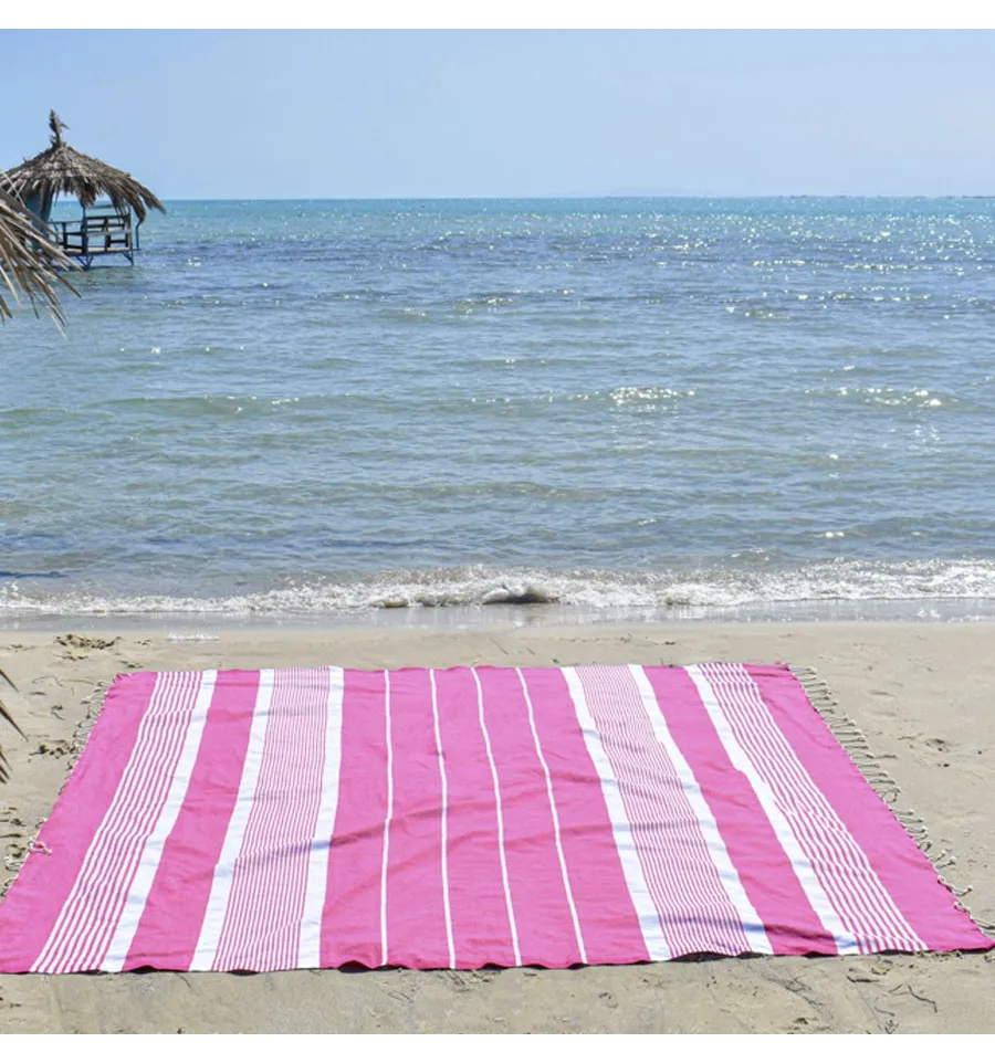 Bettüberwürfe Süßigkeitsrosa Fouta Tunisia - 1