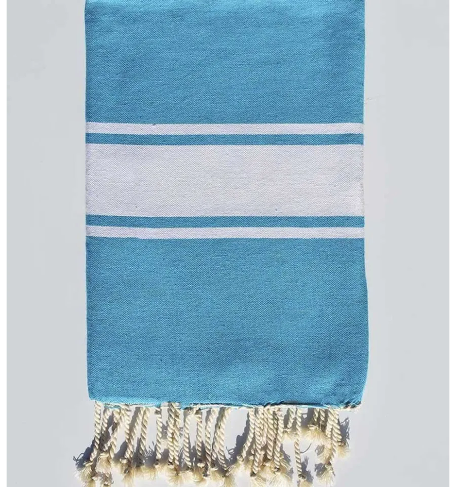 strandtuch platte blau gebunden Fouta Tunisia - 1