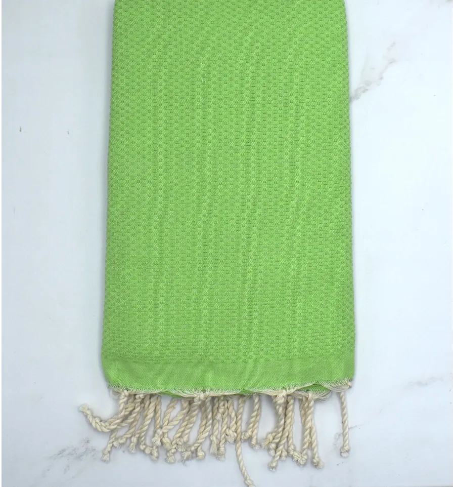 FOUTA nid d'abeille unie vert prairie Fouta Tunisia - 1