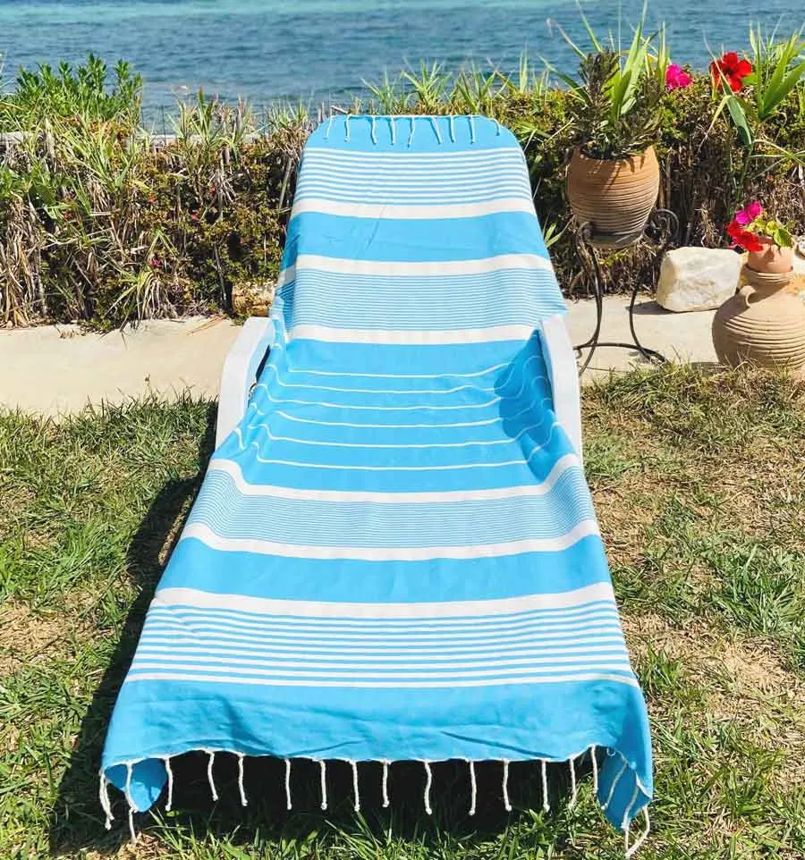 Fouta arthur azurblau mit Streifen Fouta Tunisia - 1