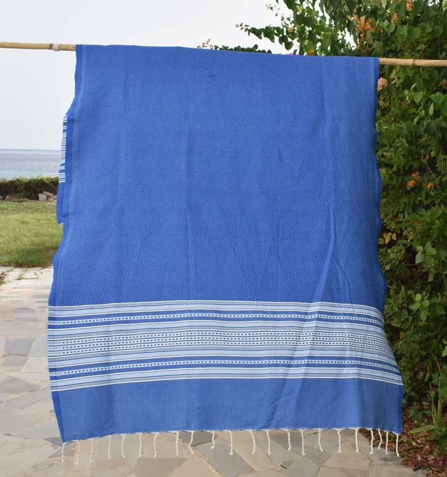 Strandtuch arabeske blau et Coelinblau Fouta Tunisia - 1