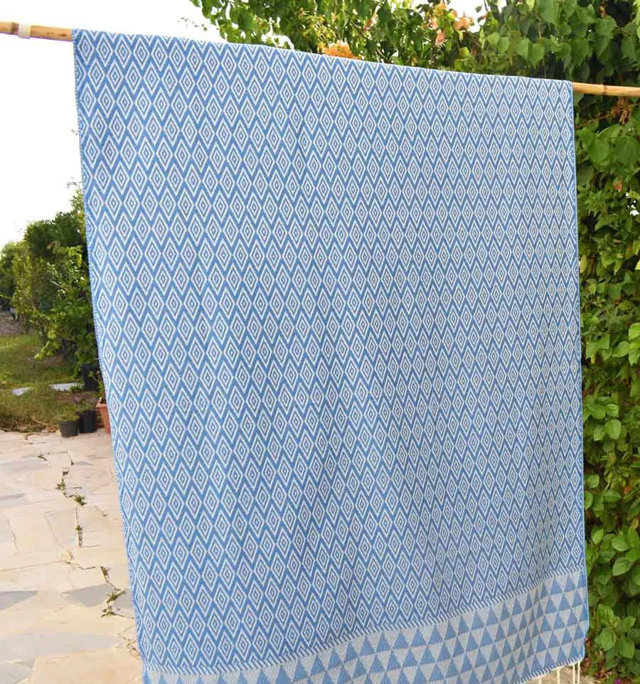 Strandtuch Jaquard Diamant Blauer Fouta Tunisia - 1