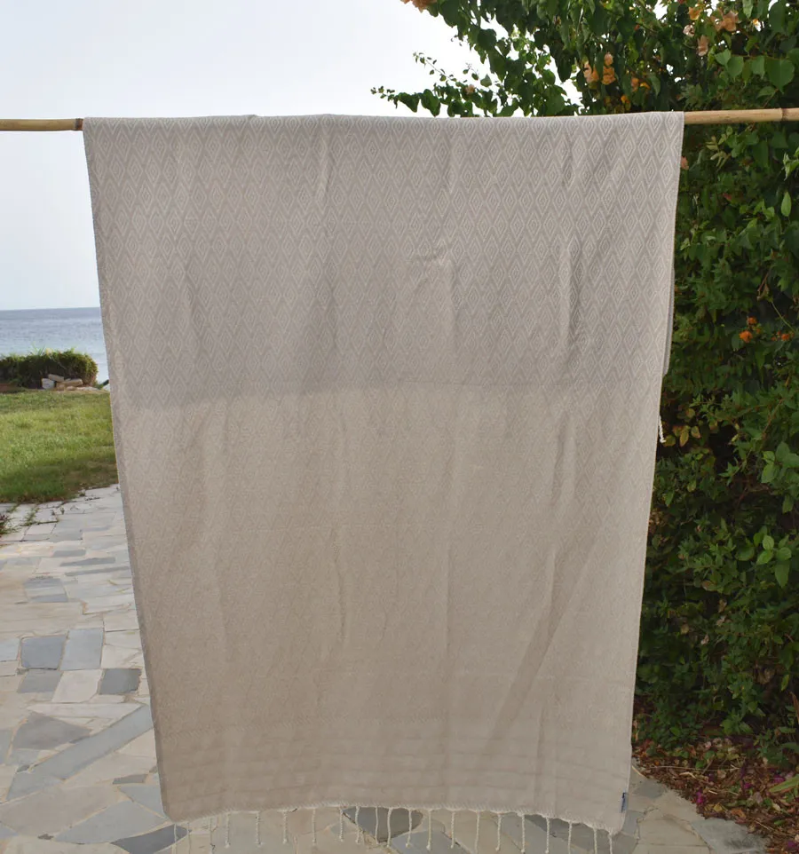 Strandtuch Jaquard Diamond Beige Fouta Tunisia - 1