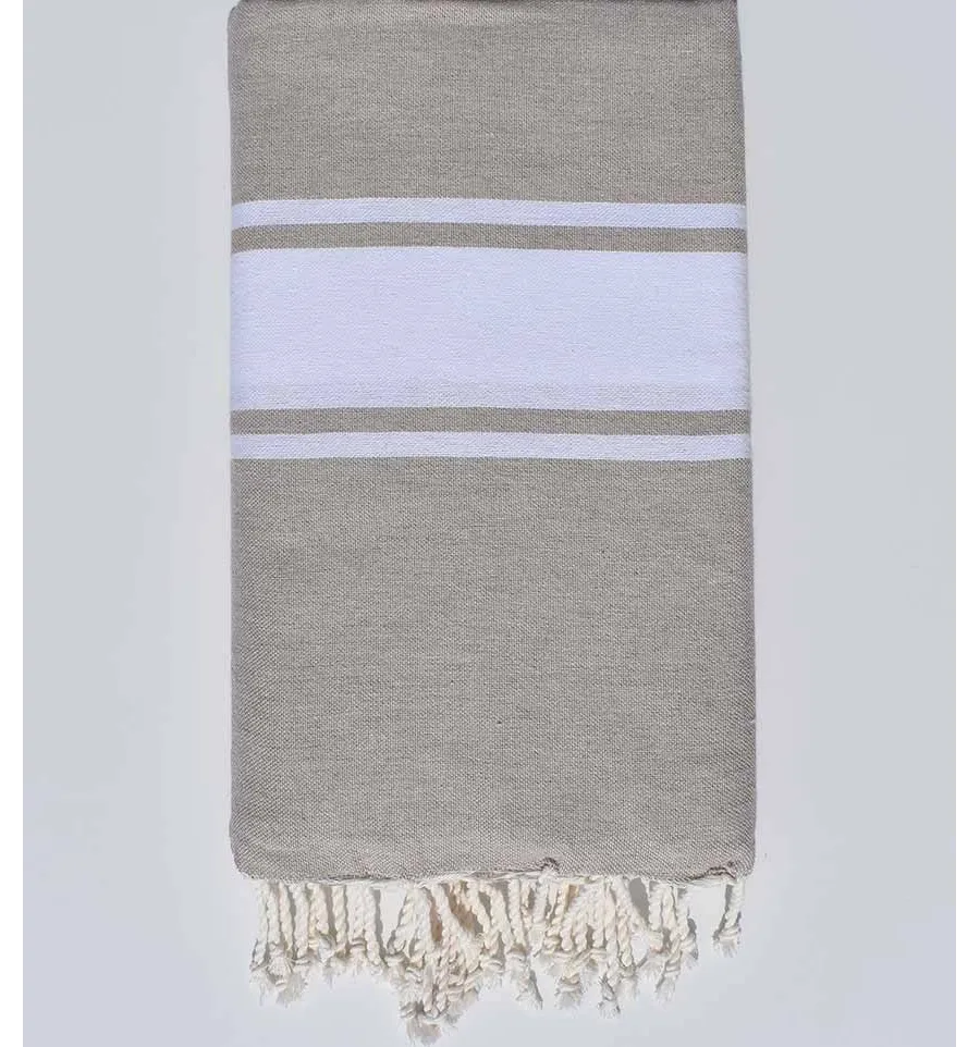 Bettüberwürfe beige weißer Streifen Fouta Tunisia - 2